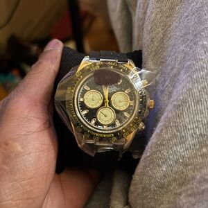 Black and Gold Chronograph Watch